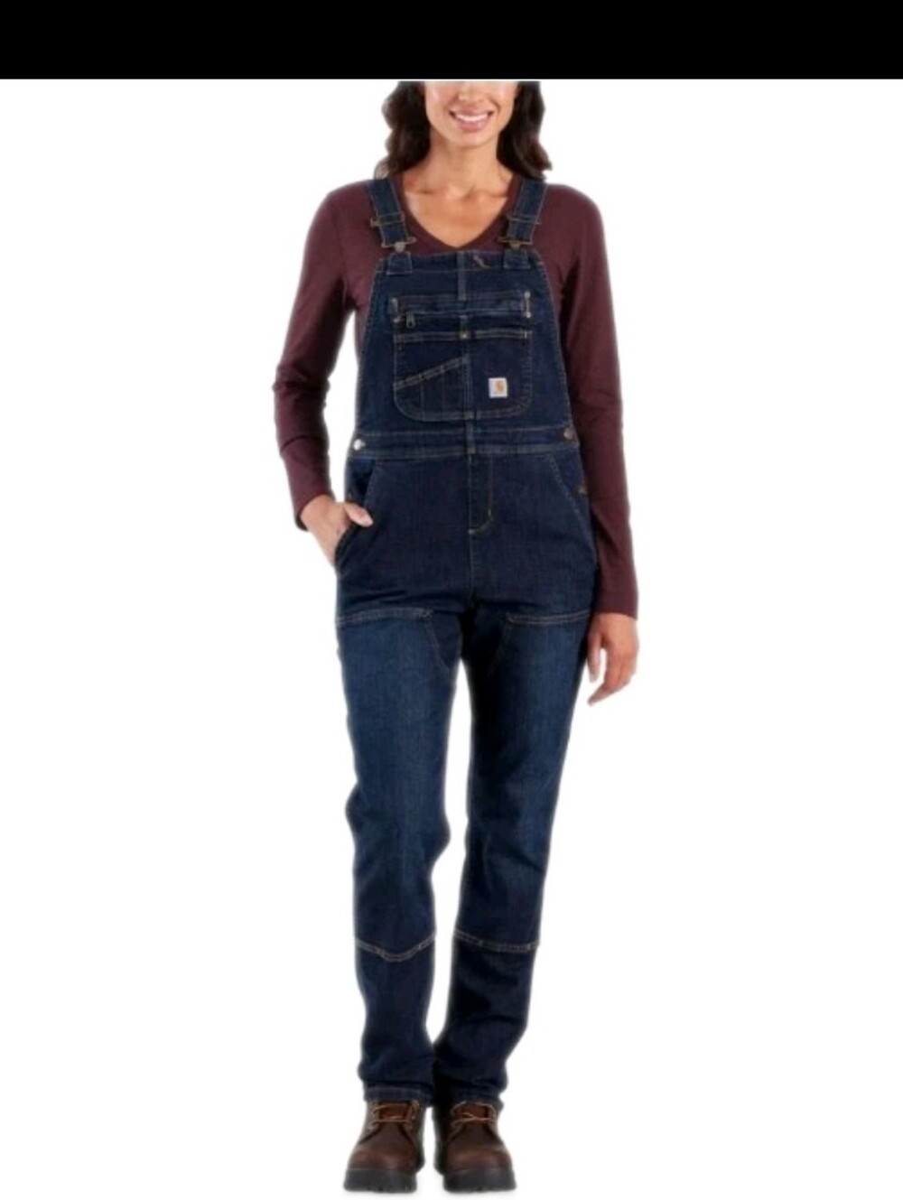 Carhartt Womens |L 12-14 Short| Double-Front Denim Bib Overall/OR4044-W